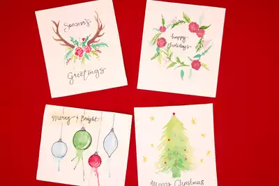 Holiday Watercolor Greeting Card Paint Party | Minneapolis thumbnail